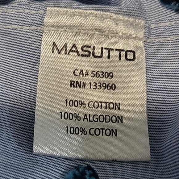 Masutto Men's Shirt Size XXL Blue Embroidered Scooter & Car Contrast Cuffs - Picture 8 of 13